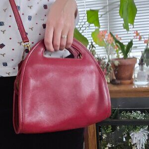 Vintage Red Coach Round Leather